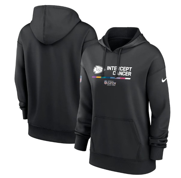 Women's Kansas City Chiefs 2022 Black NFL Crucial Catch Therma Performance Pullover Hoodie(Run Small)